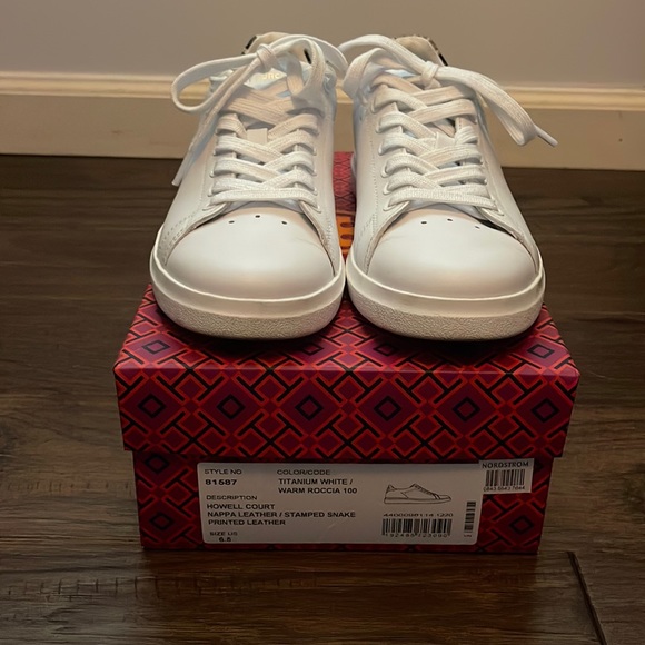 Tory Burch Shoes - Tory Burch white sneakers with snake print on the back